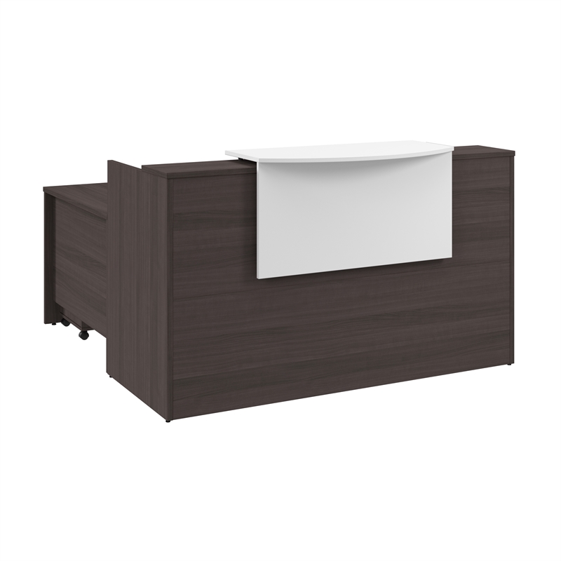 Arrive 72W x 72D L Reception Desk with Drawers in Storm Gray - Engineered Wood