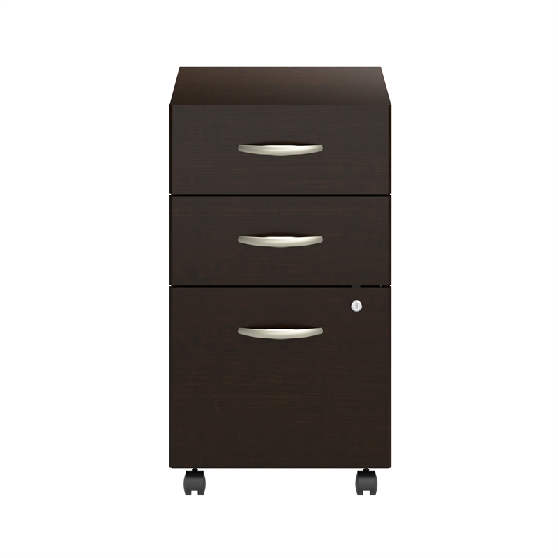 Arrive 3 Drawer Mobile File Cabinet in Mocha Cherry - Engineered Wood