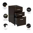 Arrive 3 Drawer Mobile File Cabinet in Mocha Cherry - Engineered Wood