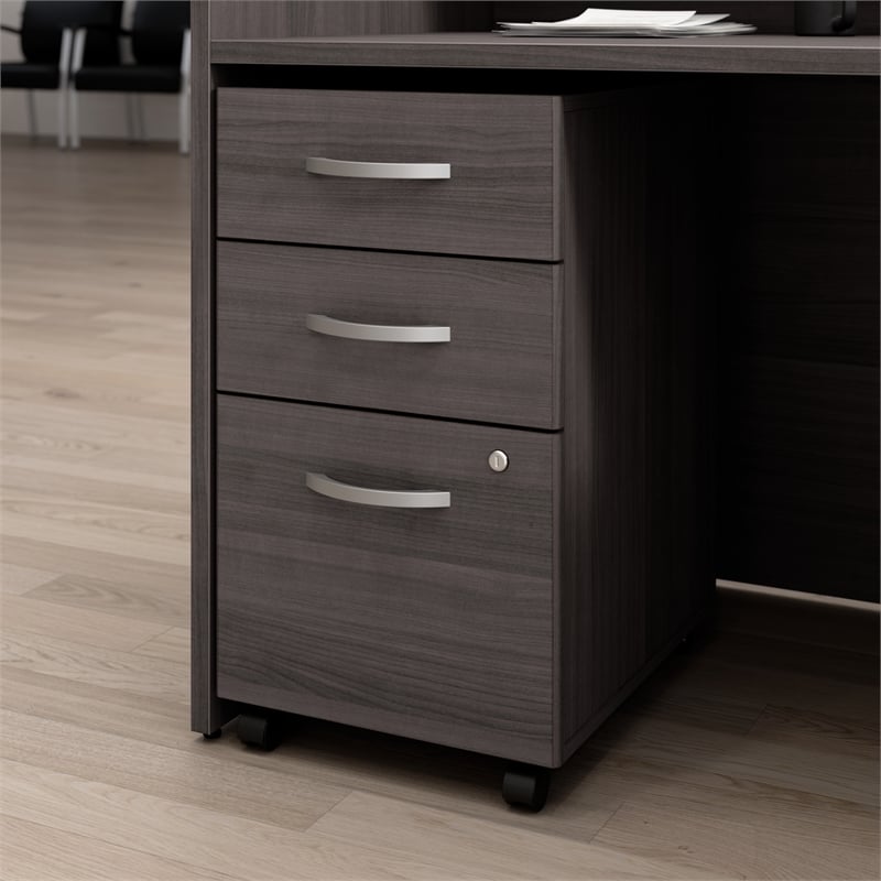 Arrive 3 Drawer Mobile File Cabinet in Storm Gray - Engineered Wood