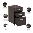 Arrive 3 Drawer Mobile File Cabinet in Storm Gray - Engineered Wood