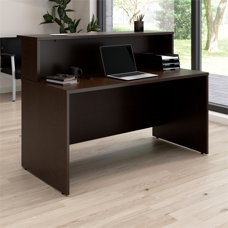 Arrive 60W x 30D Reception Desk with Shelf in Mocha Cherry - Engineered Wood