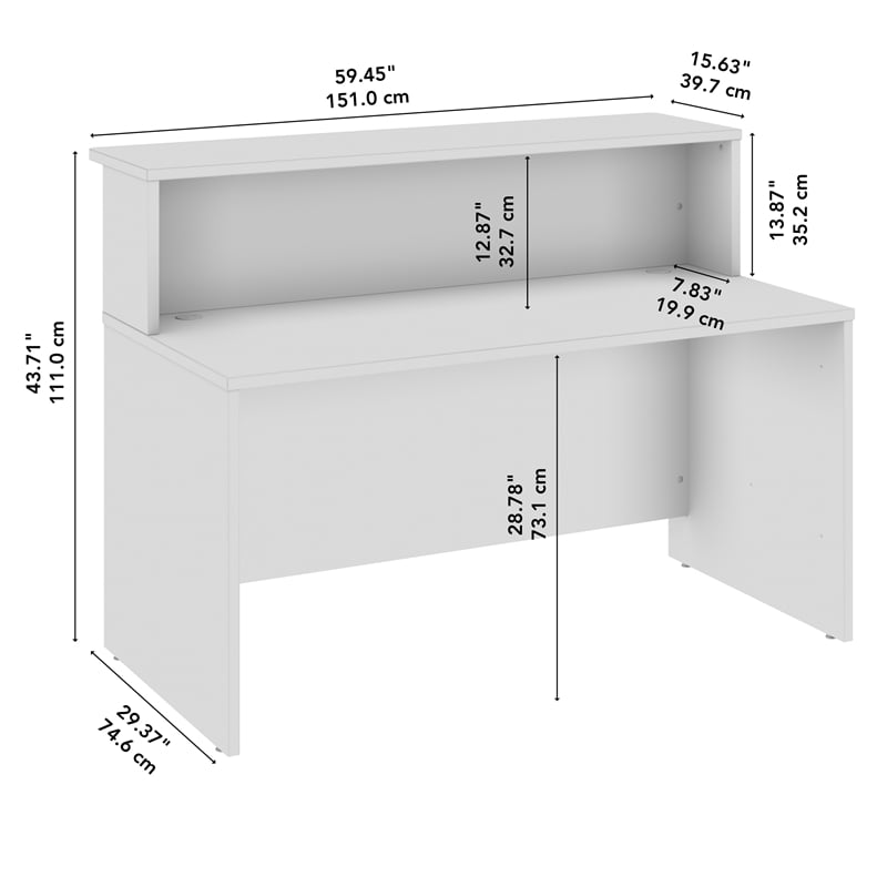 Arrive 60W x 30D Reception Desk with Shelf in Storm Gray - Engineered Wood