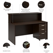 Arrive 60W x 30D Reception Desk with Drawers in Mocha Cherry - Engineered Wood
