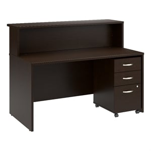 Arrive 60W x 30D Reception Desk with Drawers in Mocha Cherry - Engineered Wood