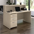 Arrive 60W x 30D Reception Desk with Drawers in Natural Elm - Engineered Wood