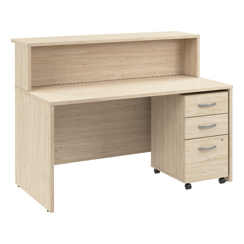 Arrive 60W x 30D Reception Desk with Drawers in Natural Elm - Engineered Wood