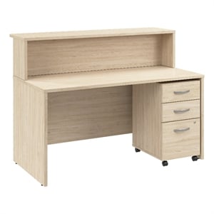 Arrive 60W x 30D Reception Desk with Drawers in Natural Elm - Engineered Wood