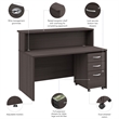 Arrive 60W x 30D Reception Desk with Drawers in Storm Gray - Engineered Wood