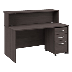 Arrive 60W x 30D Reception Desk with Drawers in Storm Gray - Engineered Wood