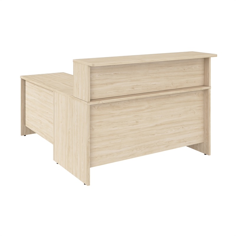 Arrive 60W x 72D L Shaped Reception Desk in Natural Elm - Engineered Wood
