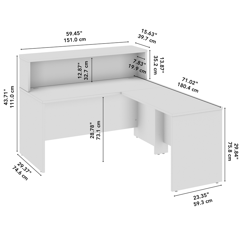 Arrive 60W x 72D L Shaped Reception Desk in Natural Elm - Engineered Wood