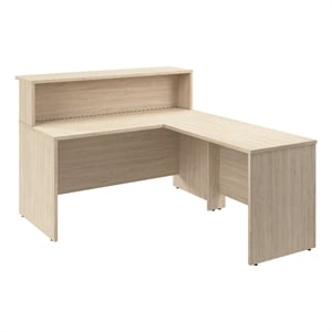 Arrive 60W x 72D L Shaped Reception Desk in Natural Elm - Engineered Wood