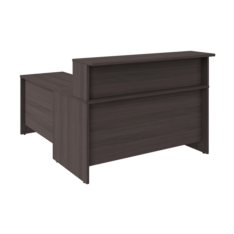 Arrive 60W x 72D L Shaped Reception Desk in Storm Gray - Engineered Wood