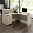 Arrive 60W x 72D L Reception Desk with Drawers in Natural Elm - Engineered Wood