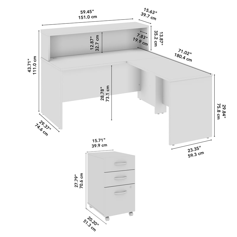 Aive 60W X 72D L Shaped Eception Desk With Shelf | BBF
