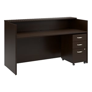 Arrive 72W x 30D Reception Desk with Drawers in Mocha Cherry - Engineered Wood