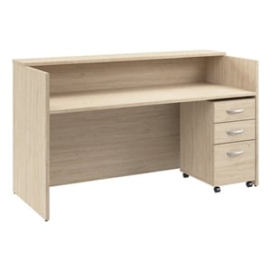 Arrive 72W x 30D Reception Desk with Drawers in Natural Elm - Engineered Wood