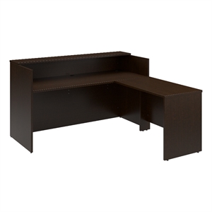 Arrive 72W x 72D L Reception Desk with Shelf in Mocha Cherry - Engineered Wood