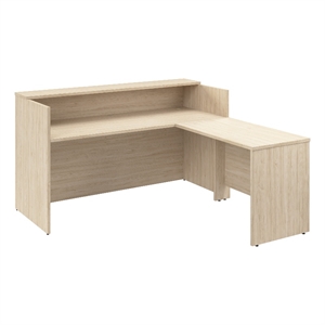 Arrive 72W x 72D L Shaped Reception Desk in Natural Elm - Engineered Wood