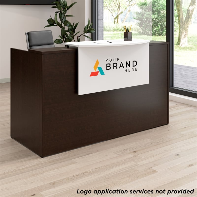 Arrive 72W x 30D Reception Desk with Drawers in Mocha Cherry - Engineered Wood