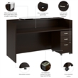 Arrive 72W x 30D Reception Desk with Drawers in Mocha Cherry - Engineered Wood