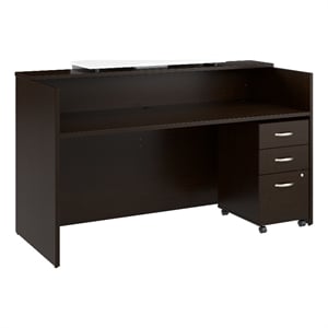 Arrive 72W x 30D Reception Desk with Drawers in Mocha Cherry - Engineered Wood