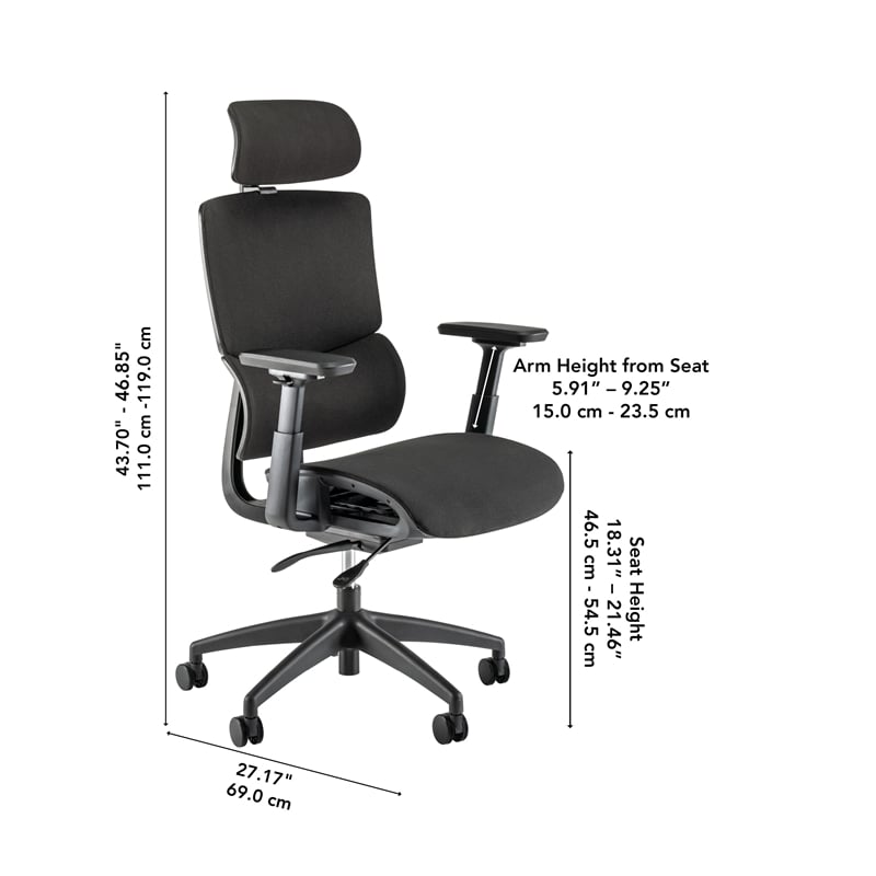Align High Back Ergonomic Office Chair with Lumbar Support in Black Fabric