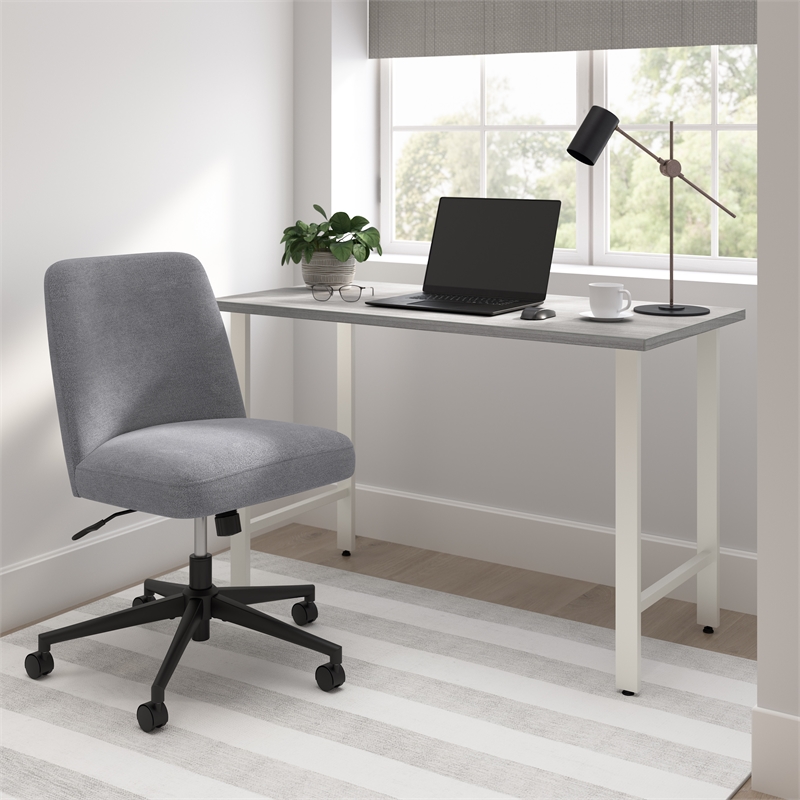 Hustle 48W x 24D Computer Desk and Chair Set in Platinum Gray - Engineered Wood
