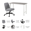 Hustle 48W x 24D Computer Desk and Chair Set in Platinum Gray - Engineered Wood