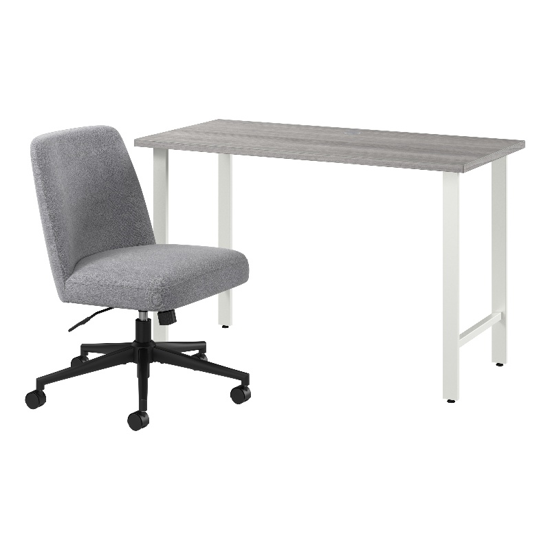 Hustle 48W x 24D Computer Desk and Chair Set in Platinum Gray - Engineered Wood