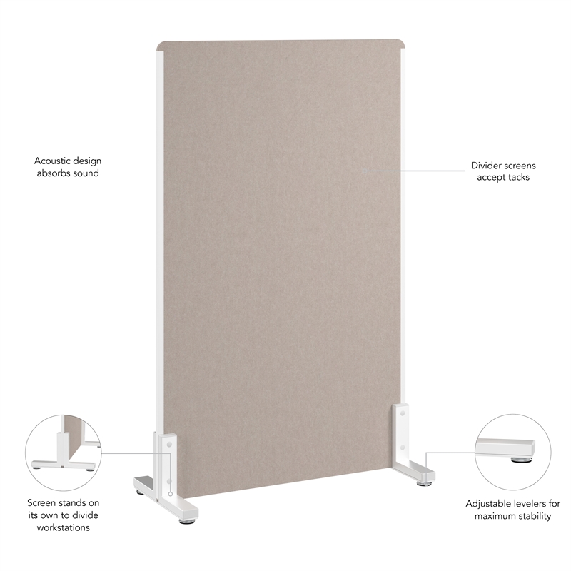 Bush Business Furniture 34W x 55H Freestanding Privacy Screen in Beige