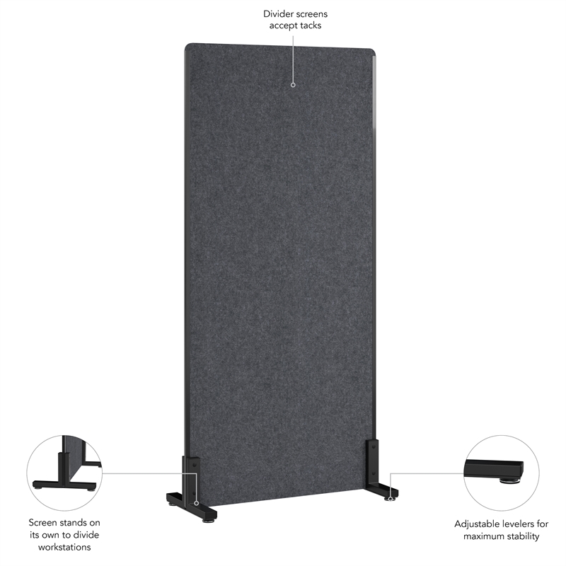 Bush Business Furniture 34W x 72H Freestanding Privacy Screen in Charcoal