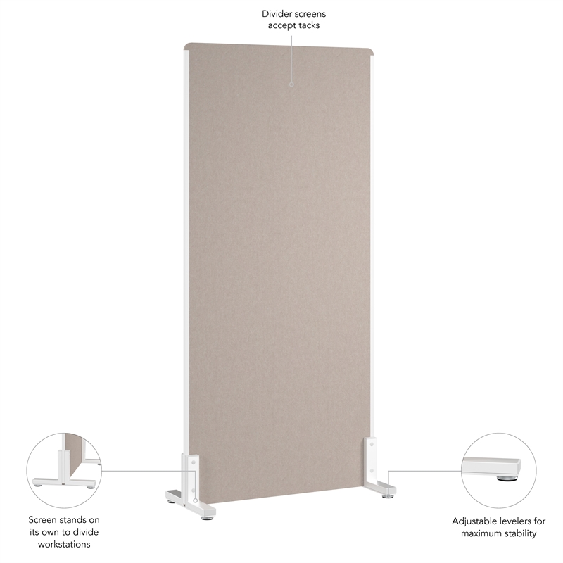 Bush Business Furniture 34W x 72H Freestanding Privacy Screen in Beige