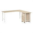 Hustle 72W x 24D L Shaped Desk with Drawers in Natural Elm - Engineered Wood