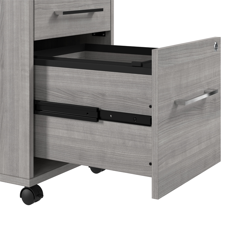 Hustle 72W x 24D L Shaped Desk with Drawers in Platinum Gray - Engineered Wood