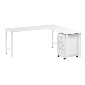 Hustle 72W x 24D L Shaped Computer Desk with Drawers in White - Engineered Wood