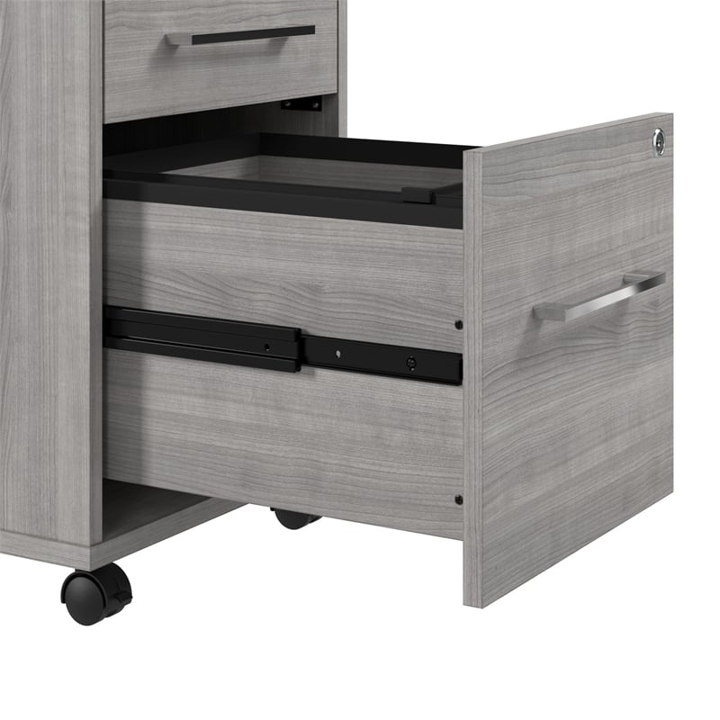 Hustle 60W x 30D L Shaped Desk with Drawers in Platinum Gray - Engineered Wood
