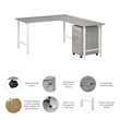 Hustle 60W x 30D L Shaped Desk with Drawers in Platinum Gray - Engineered Wood