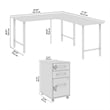 Hustle 60W x 30D L Shaped Desk with Drawers in Platinum Gray - Engineered Wood