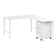 Hustle 60W x 30D L Shaped Computer Desk with Drawers in White - Engineered Wood