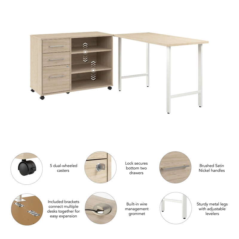 Hustle 48W x 24D Computer Desk with Storage in Natural Elm - Engineered Wood