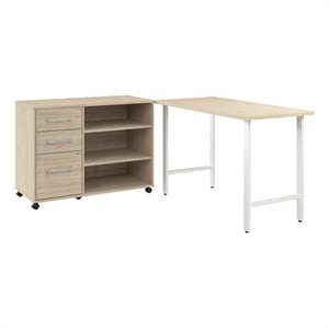 Hustle 48W x 24D Computer Desk with Storage in Natural Elm - Engineered Wood
