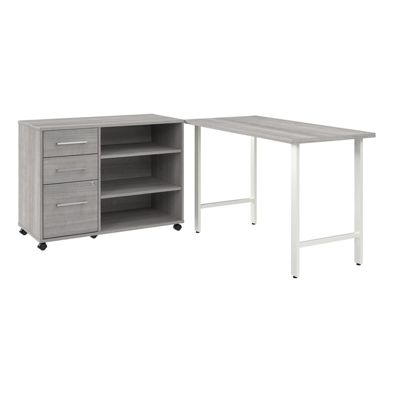 Hustle 48W x 24D Computer Desk with Storage in Platinum Gray - Engineered Wood