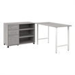 Hustle 48W x 24D Computer Desk with Storage in Platinum Gray - Engineered Wood