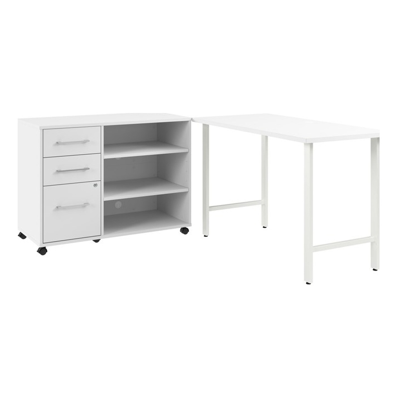 Hustle 48W x 24D Computer Desk with Storage in White - Engineered Wood