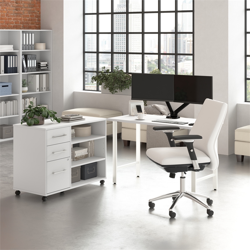 Hustle 48W x 24D Computer Desk with Storage in White - Engineered Wood