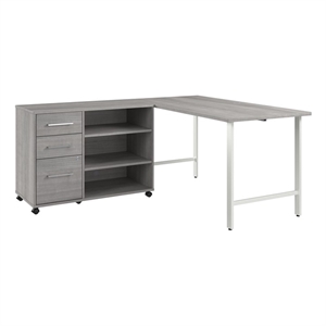 Hustle 60W x 30D Computer Desk with Storage in Platinum Gray - Engineered Wood