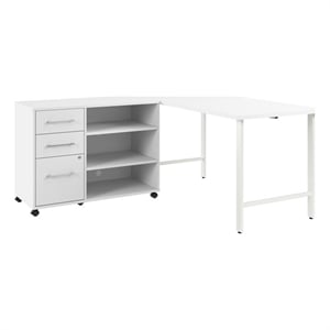 Hustle 60W x 30D Computer Desk with Storage in White - Engineered Wood