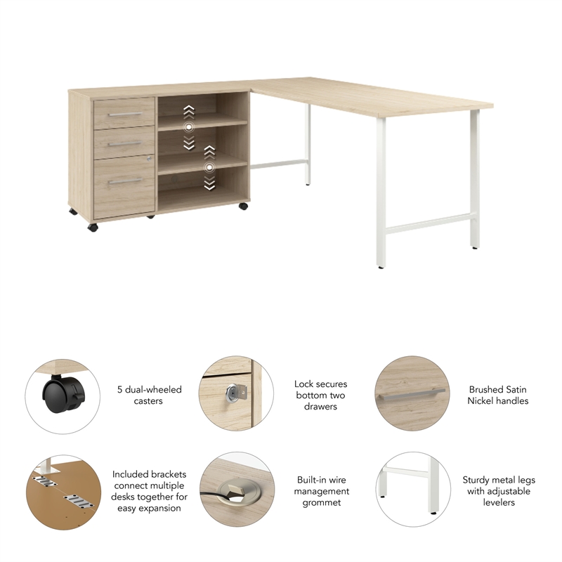 Hustle 72W x 30D Computer Desk with Storage in Natural Elm - Engineered Wood